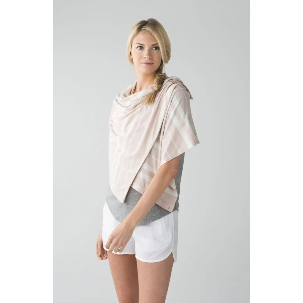 Lululemon Pink Stripe Snap Scarf Wrap Infinity Loop